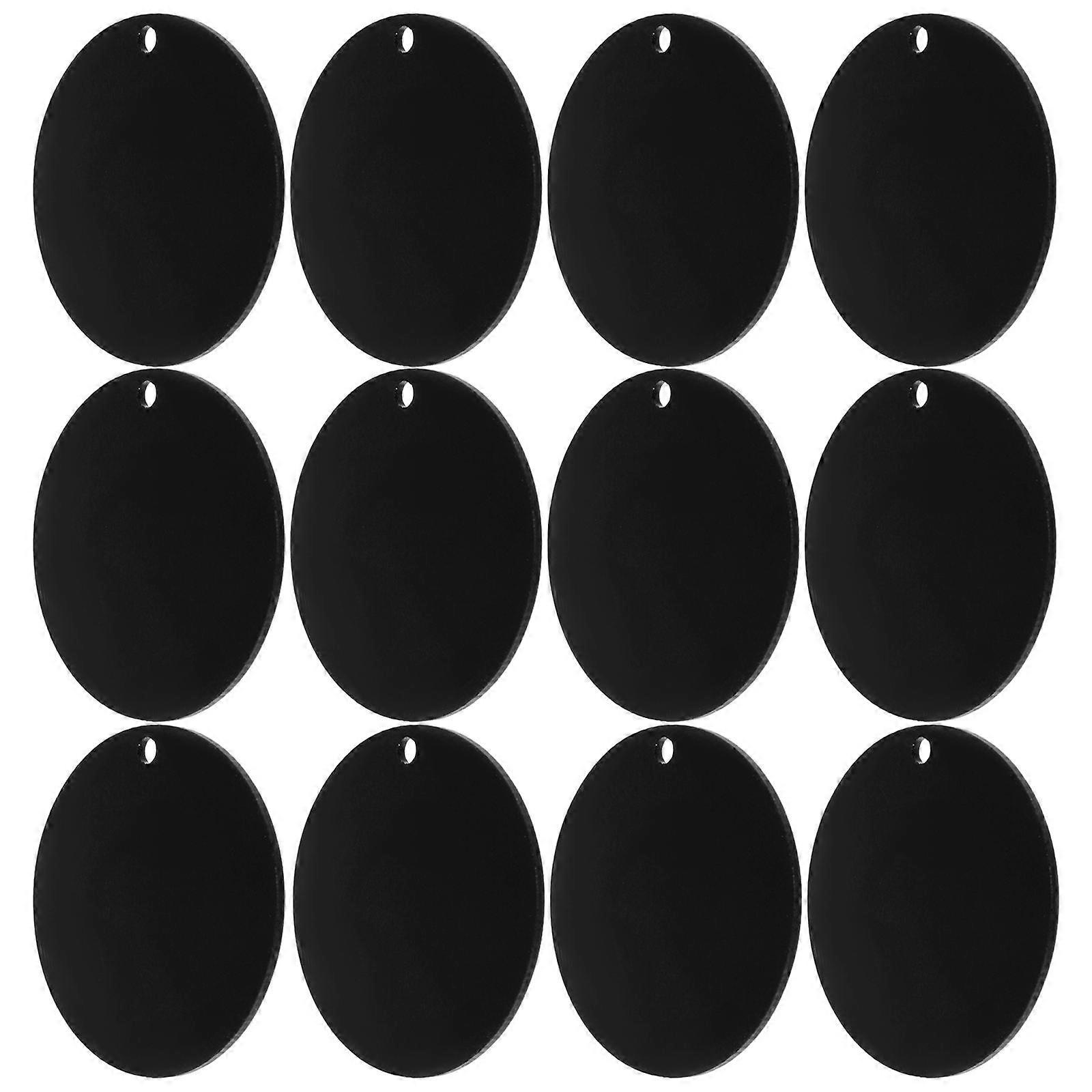 50pcs Black Acrylic Keychain Blanks with Holes – Round Smooth Engraving Discs for DIY Christmas Ornaments and Modern Craft Projects