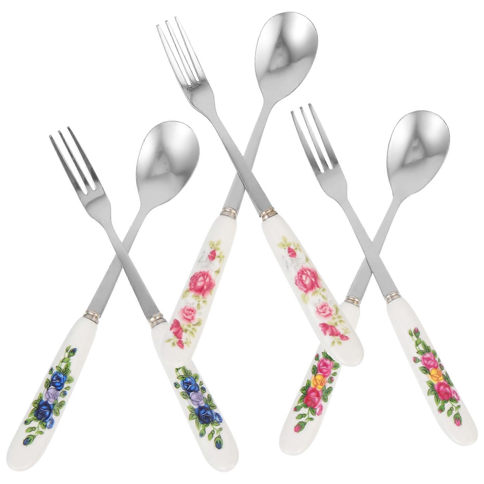 Tableware Multi-Function Salad Forks and Cake Forks for Wedding Birthday and Outdoor Picnic Assorted Color Stainless Steel 1 Set