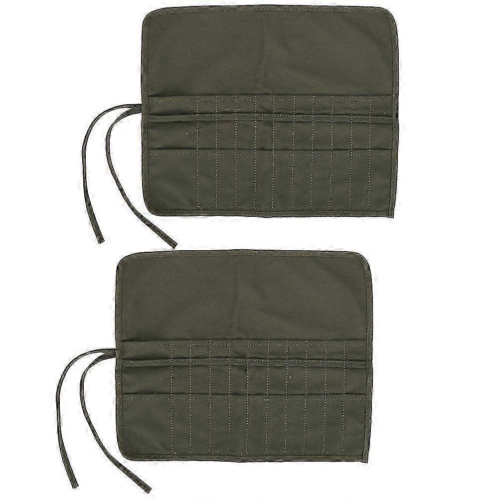 2-Pack Canvas Paint Brush Holder & Storage Bag Roll - Gouache, Oil & Pen Case for Artists Sketching and Painting Supplies