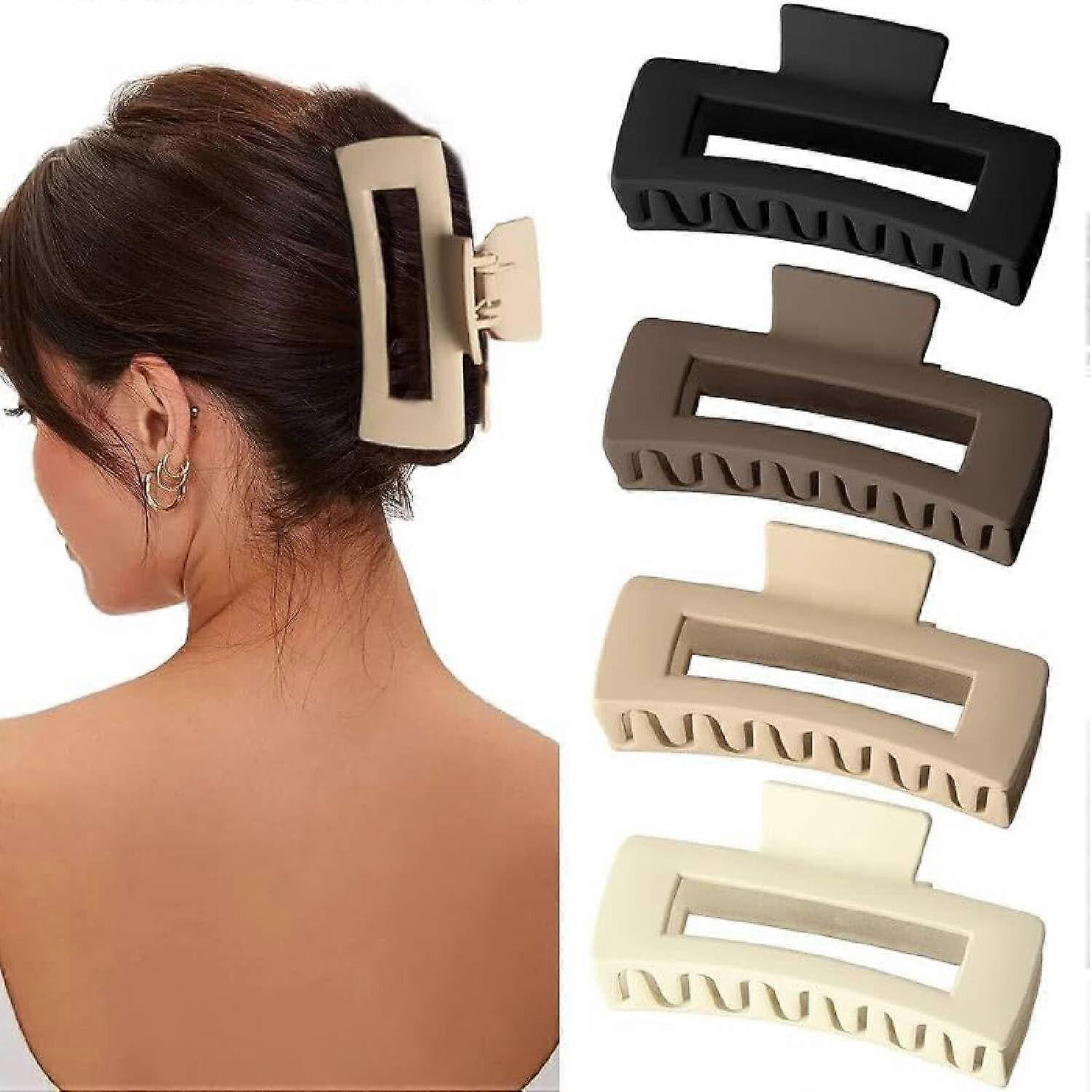 4 Pcs Matte Finish Acrylic Hair Clutcher Clips For Women's