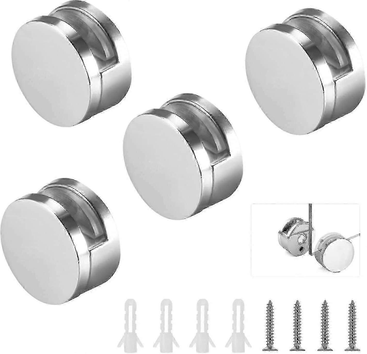 4 Zinc Alloy Bathroom Glass Clips - Secure Hold for Shower Doors in Homes & Public Spaces