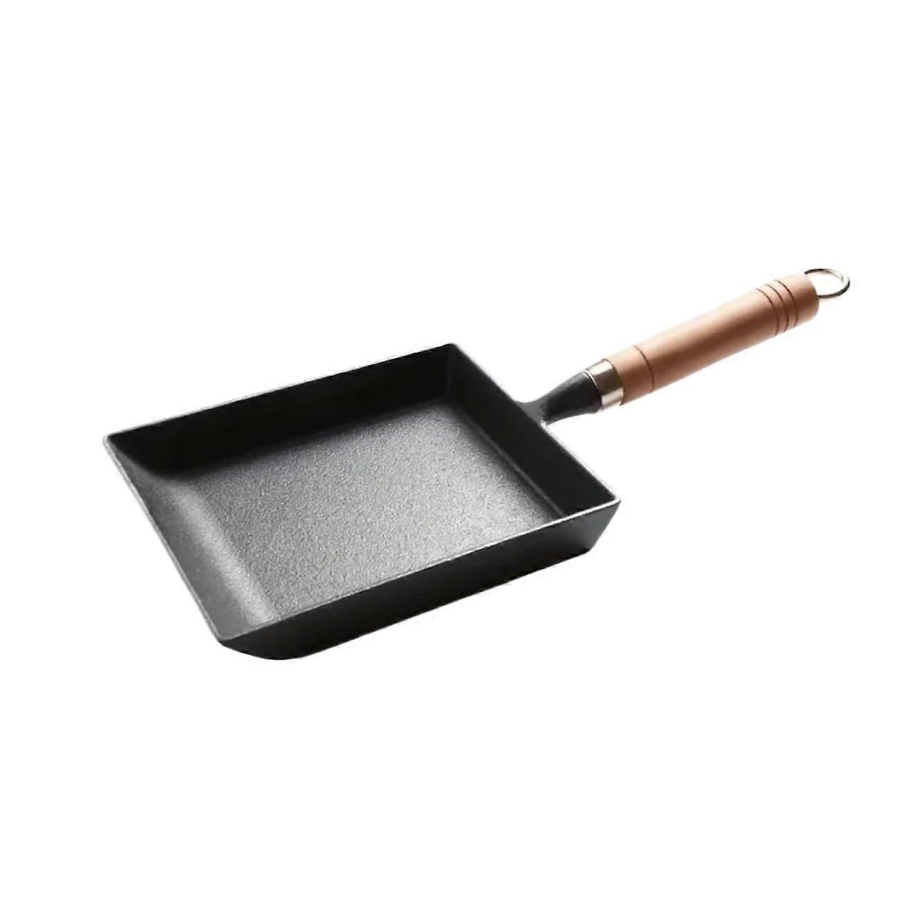 Omelette Pan Cast Iron Non-Stick Square Frying Pan for Tamagoyaki and Eggs Compatible with Gas and Induction Cookers