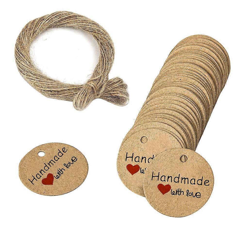HUIMALL 150 PCS Kraft Paper Gift Tags with String Round Handmade Tags in White for Luggage Crafts Weddings