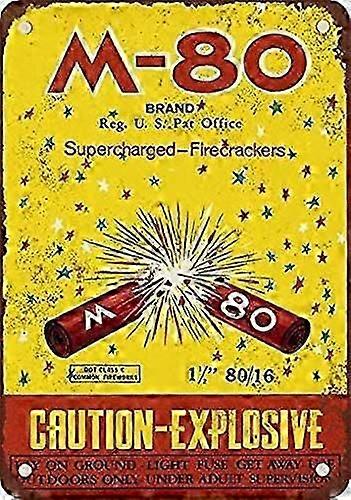 8 x 12メタルブリキサインM-80スーパーチャージャー爆竹ビンテージルック再現壁の装飾