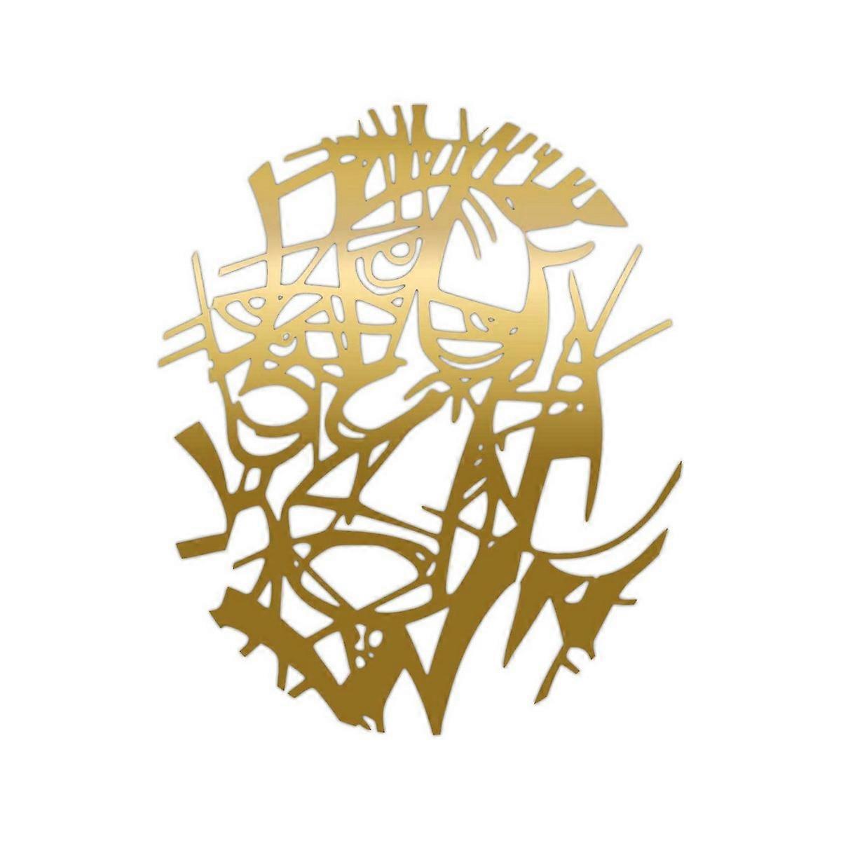 Decorazione in Metallo Volti 17, Oro, Metallo, 50x0,15x60 cm