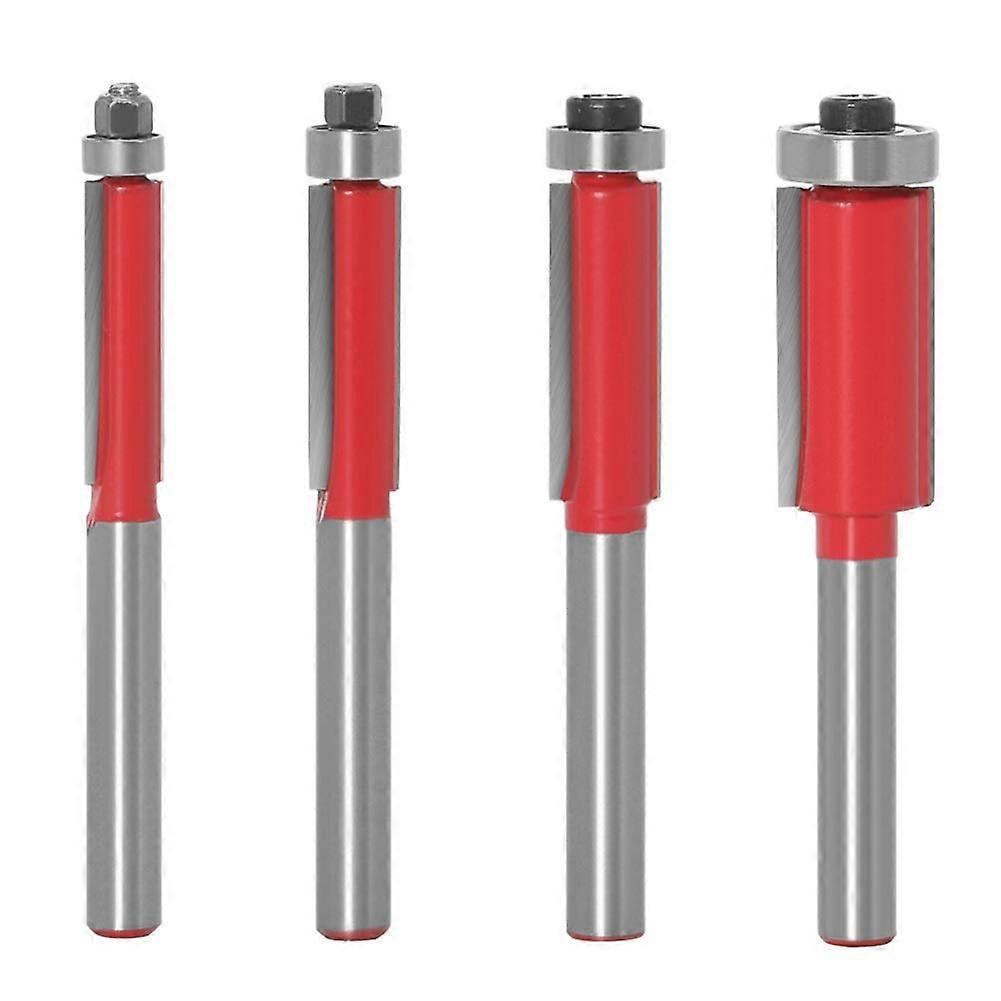 Router Bit,Milling Cutter,Bearing Guided Router Cu Milling Cutter,4PCS Flush Trim Router Bit Set, 1/4 Inch Shank Ref: 9513