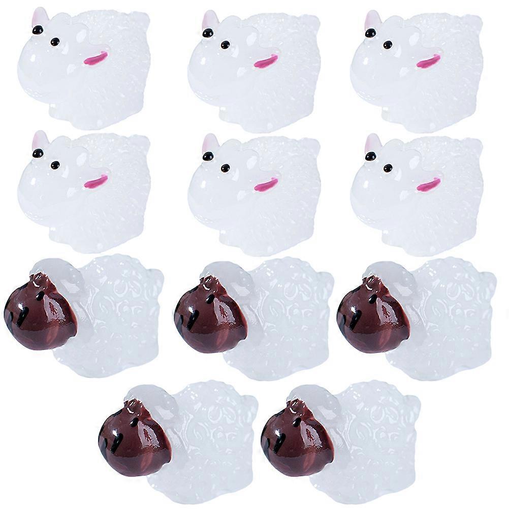 Glow in The Dark Mini Sheep Decor 20Pcs Assorted Color Resin Tiny Animal Figurines for Office