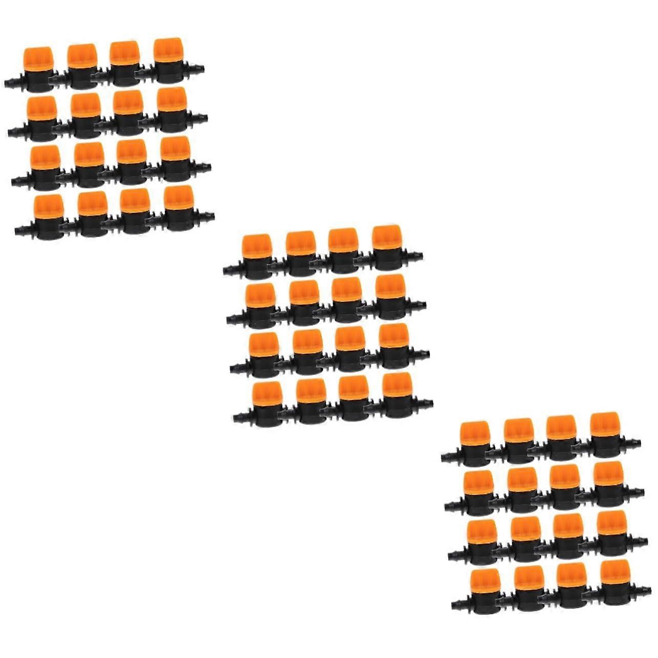 60pcs Drip Irrigation System Fittings with Mini Valves and Shut Off Valve for Hose Pipe Watering - 3.8x2.4x1.5cm, 3 Orange, 3 Black