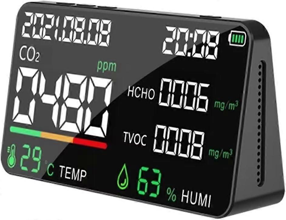 Carbon Dioxide Meter MultiFunction Monitor Intelligent CO2 Air Quality Detector Analysis Instrument (Color : Black) Black Gas Detector Ref: 3384