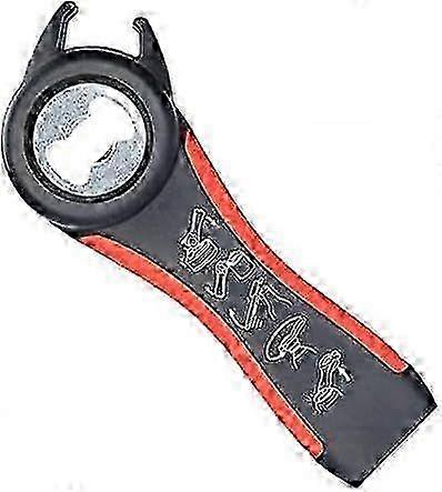 Multi-Function Kitchen Jar Opener for Cans, Bottles, Wine & Beer Lids (Red)