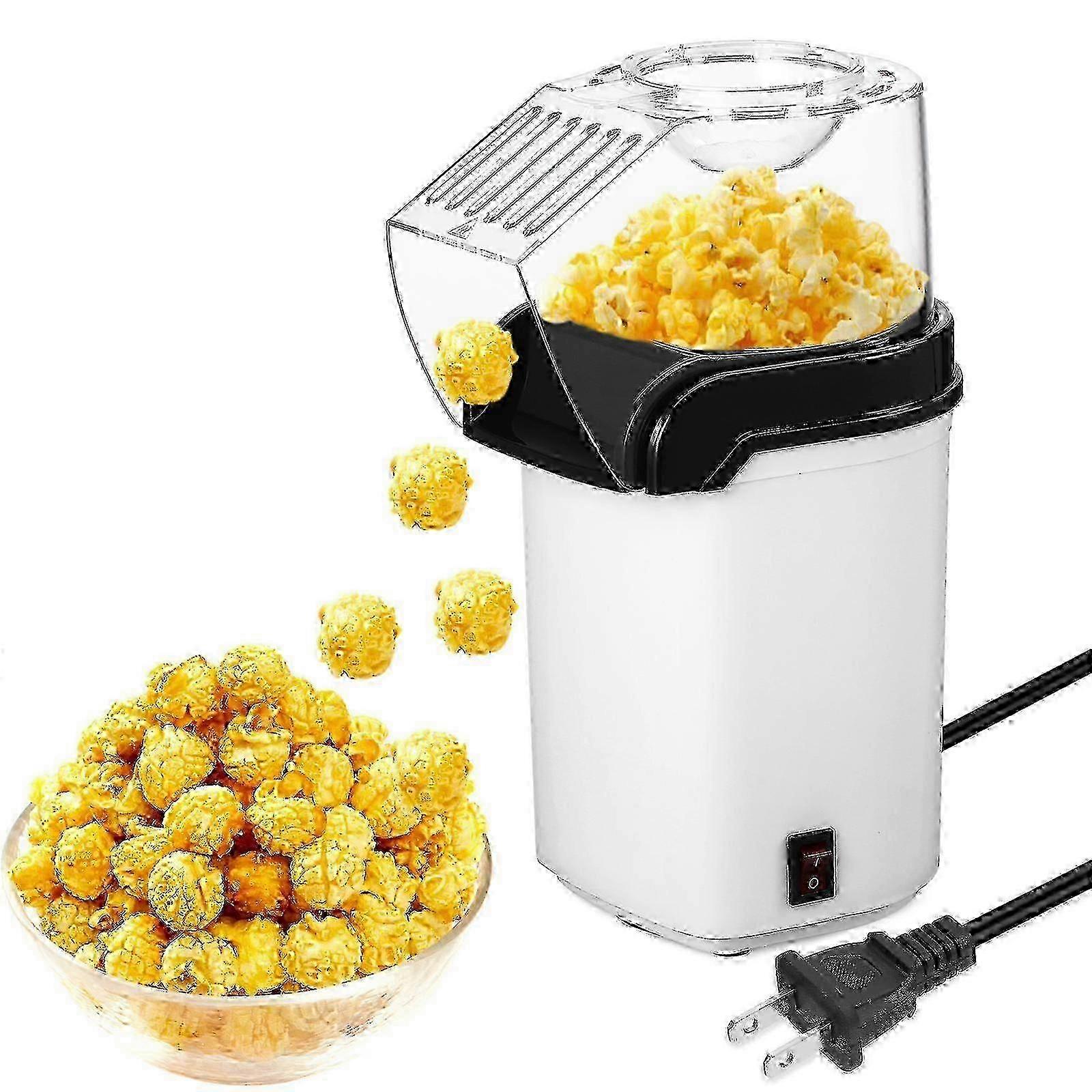 Electric Hot Air Popcorn Maker for Home Use, White Popper Machine with US Plug 110V, Compact Size 26x11x11cm