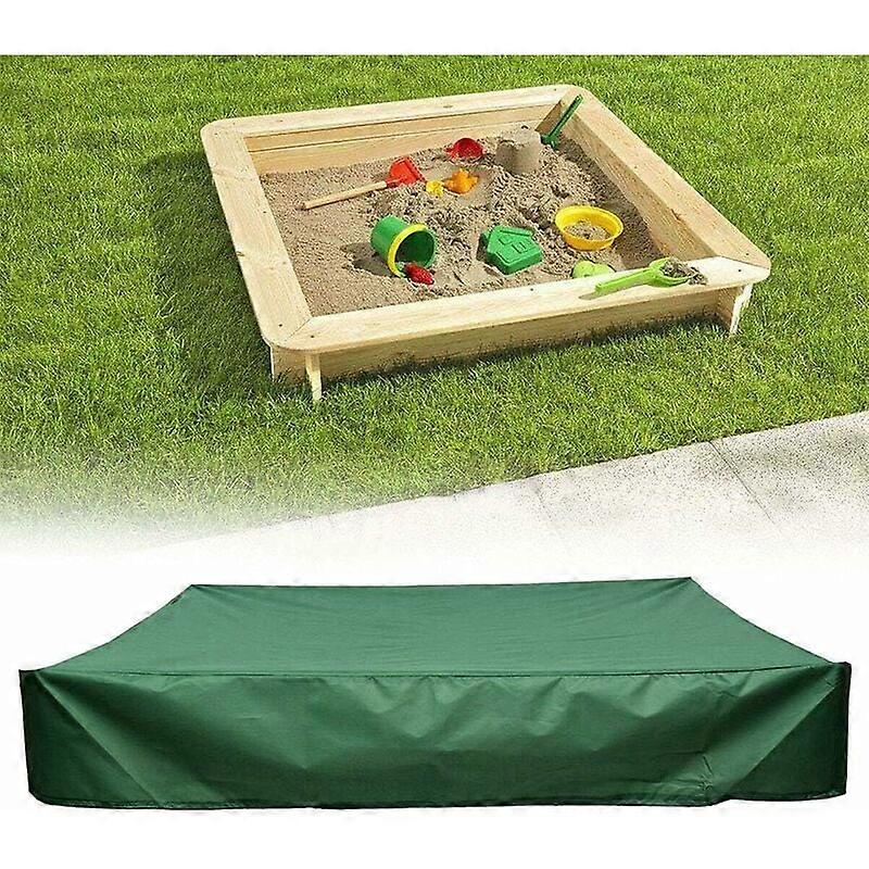 Dustproof Sandpit Cover with Drawstring, Oxford Cloth Square Tarpaulin for Sandpit, Pool, Garden or Farm (Green, 200*200cm)