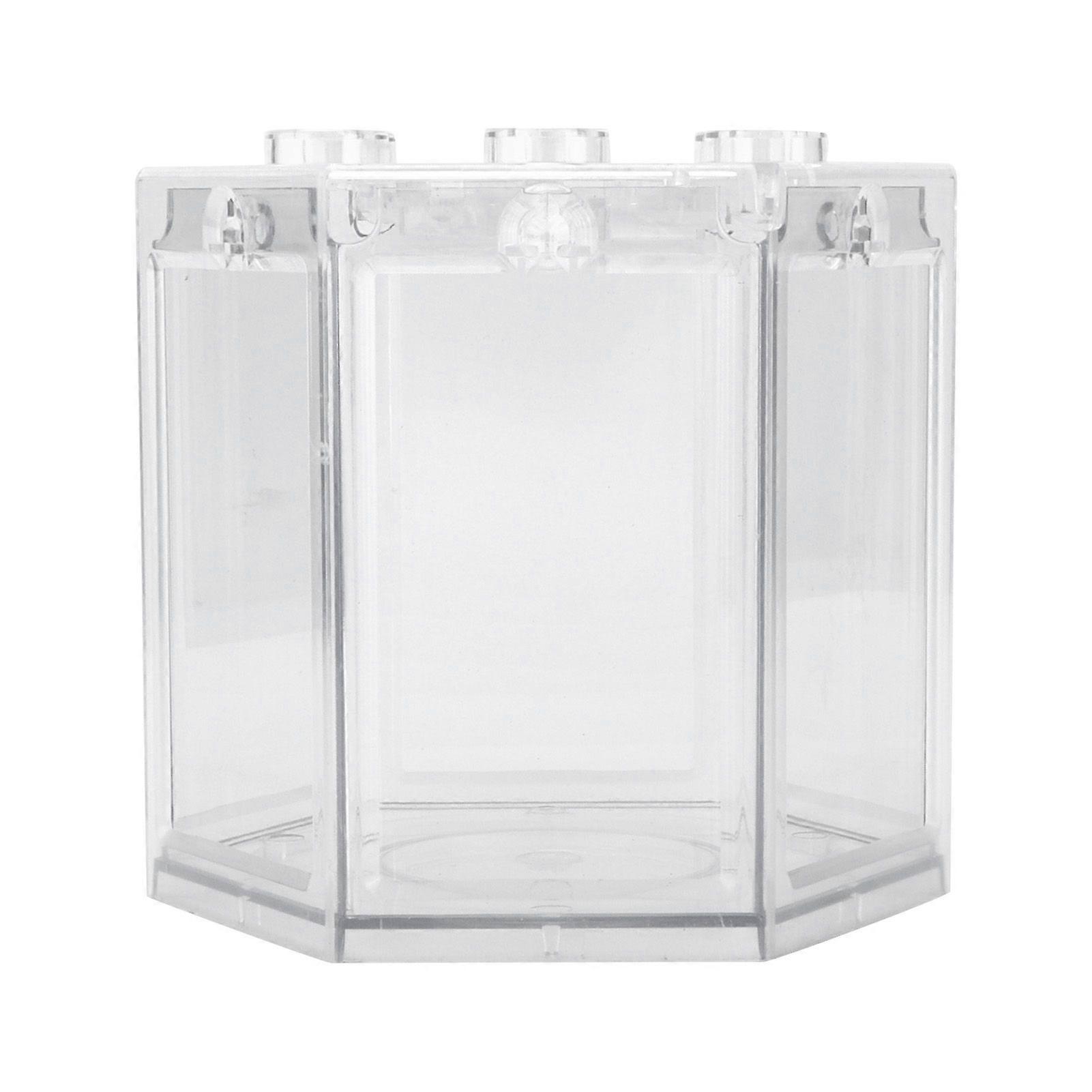 Small Fish Tank Hex Shape Superimposable Portable Mini Aquarium Tank for Office DecorationTransparent