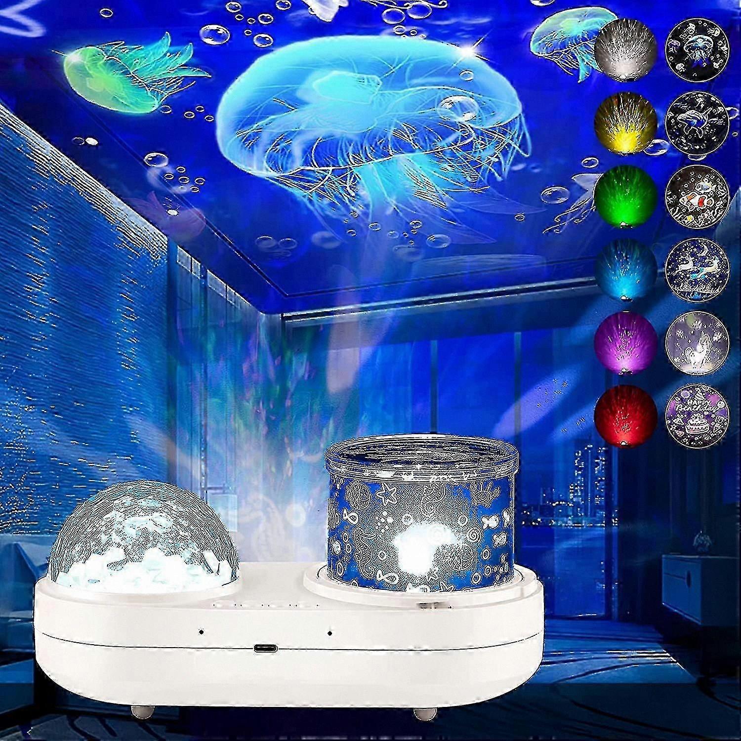 360 Rotating Galaxy Projector with 6 Colors and Double-Layer Stereo Effect for Bedroom Night Light Decoration
