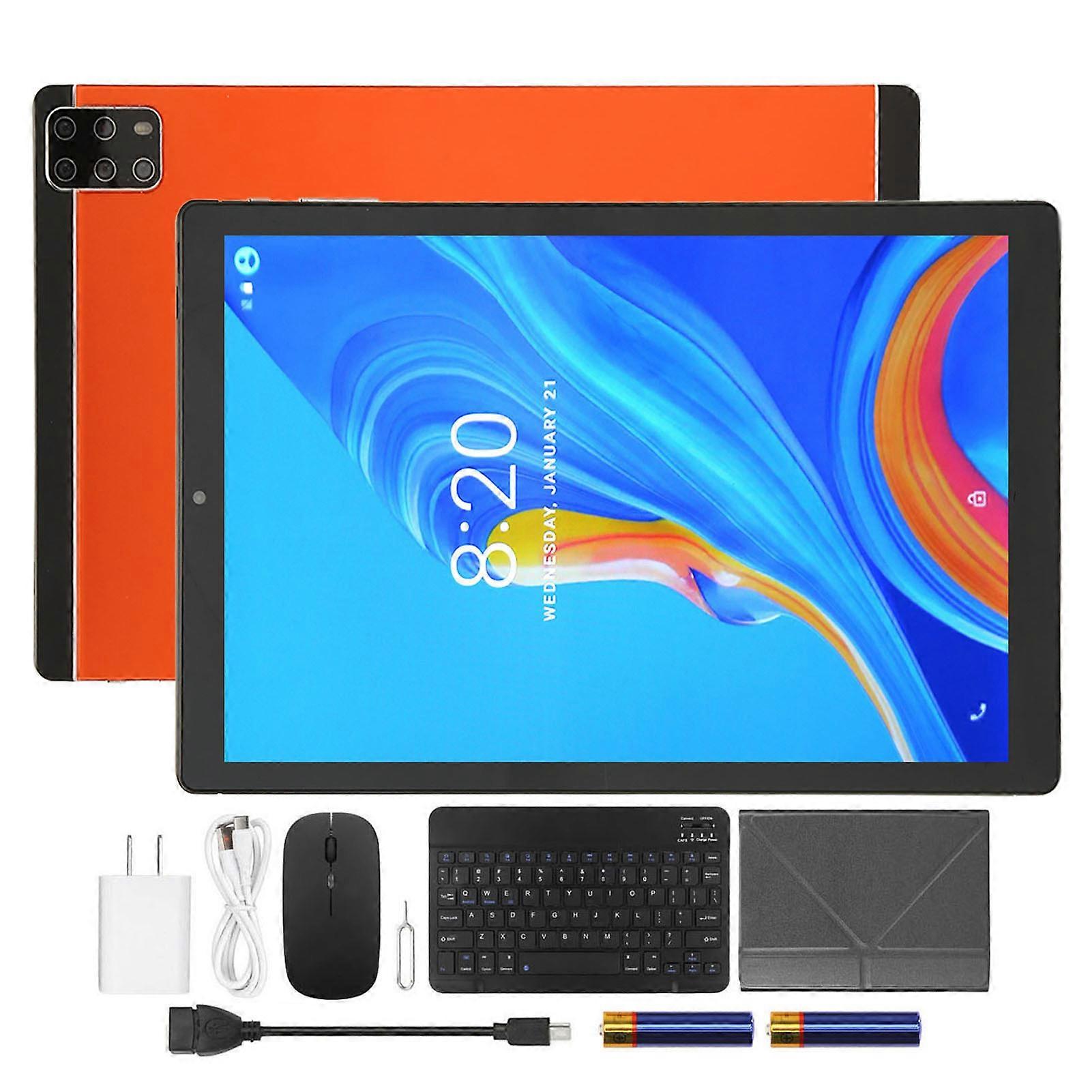 10.1 Inch 2 in 1 Tablet for Android 12 5G WiFi 6GB 128GB Deca Core with Keyboard Orange