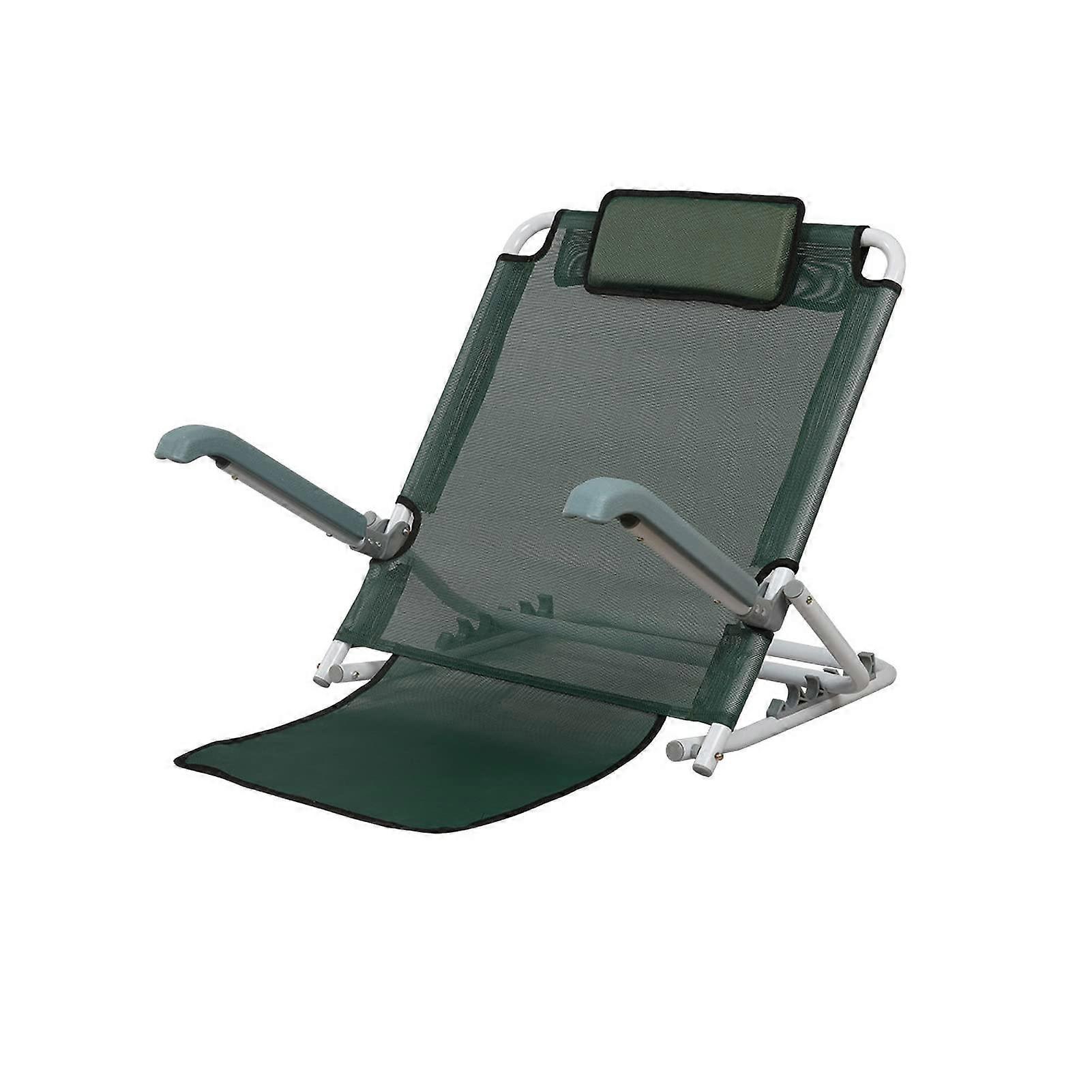 Breathable Bed Backrest Metal Frame Mesh Foldable Angle Backrest With Pillow Outdoor Beach Green