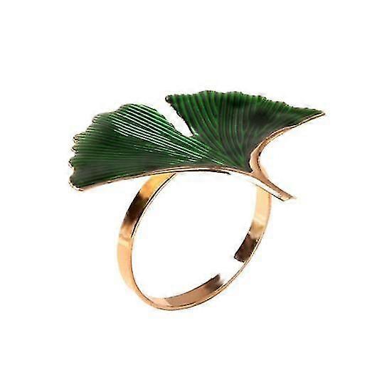6Pcs/Set Napkin Clip Eco-friendly Anti-Fading Compact Useful Elegant Shiny Ginkgo Leaves Buckle for Banquet