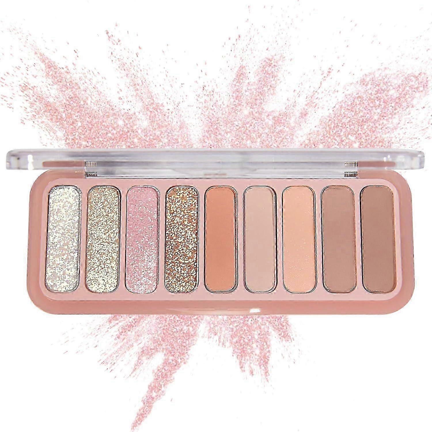Naked Eyeshadow Palette 9 Colors Neutral Nude Matte Shimmer Glitter Eye Shadow Pallet High Pigmented Ultra, Cement color(Rose Pink)
