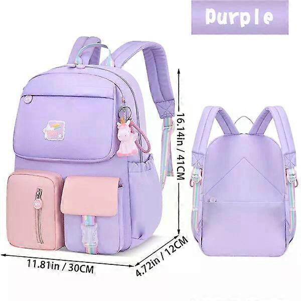 Girls' unicorn schoolbag, large capacity, multi-functional compartments