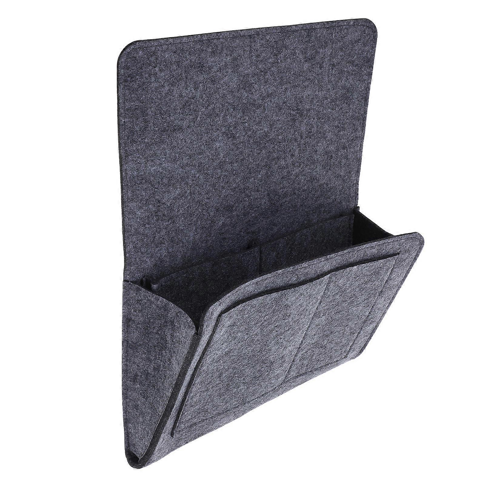 Remote Holder for Bed Felt Bedside Bag Multifunctional Design Rectangular Shape Simple Style Home Use Travel Business Trips 2Pcs