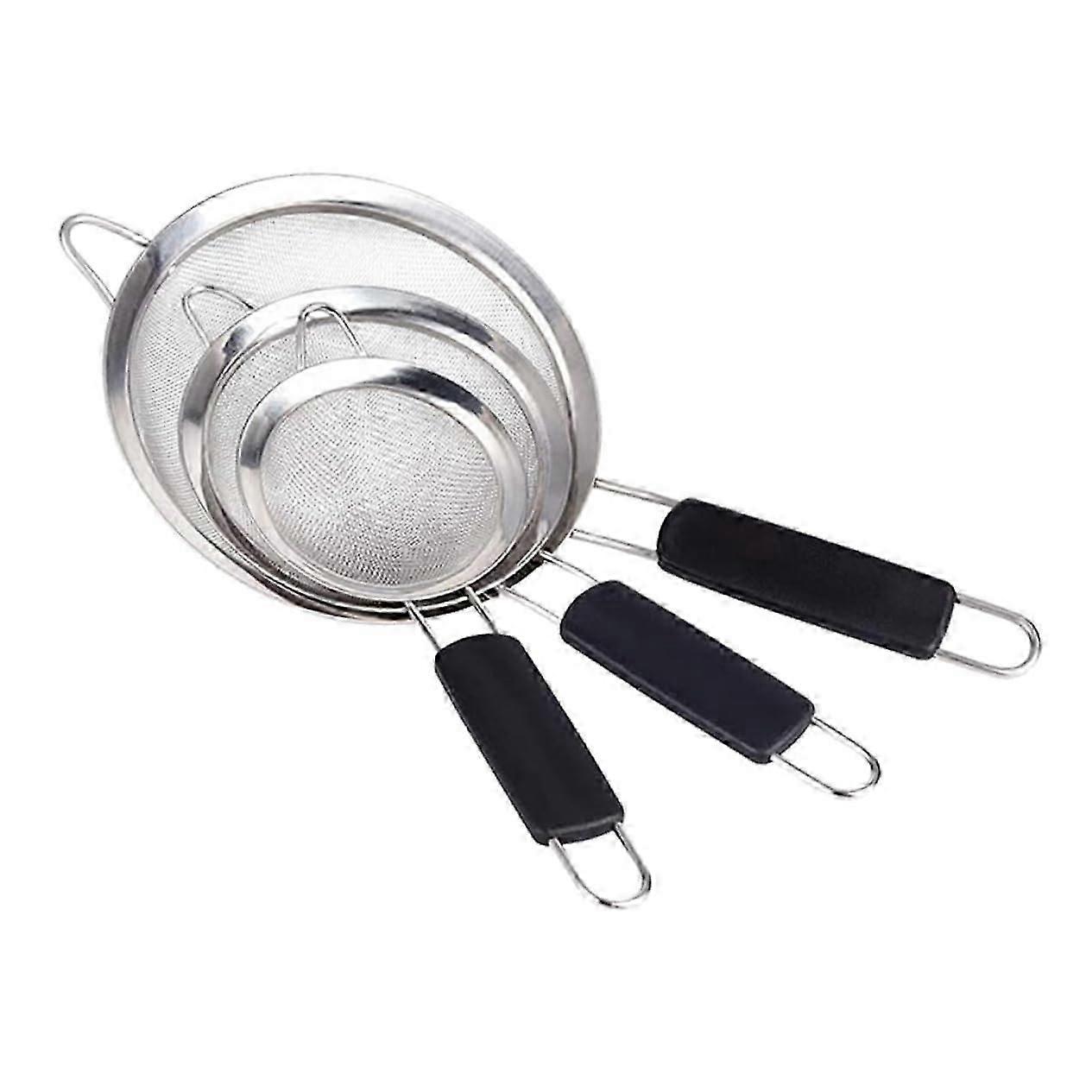 3-Pack Flour Sifter Strainer | Fine Mesh Kitchen Gadget for Baking & Frying