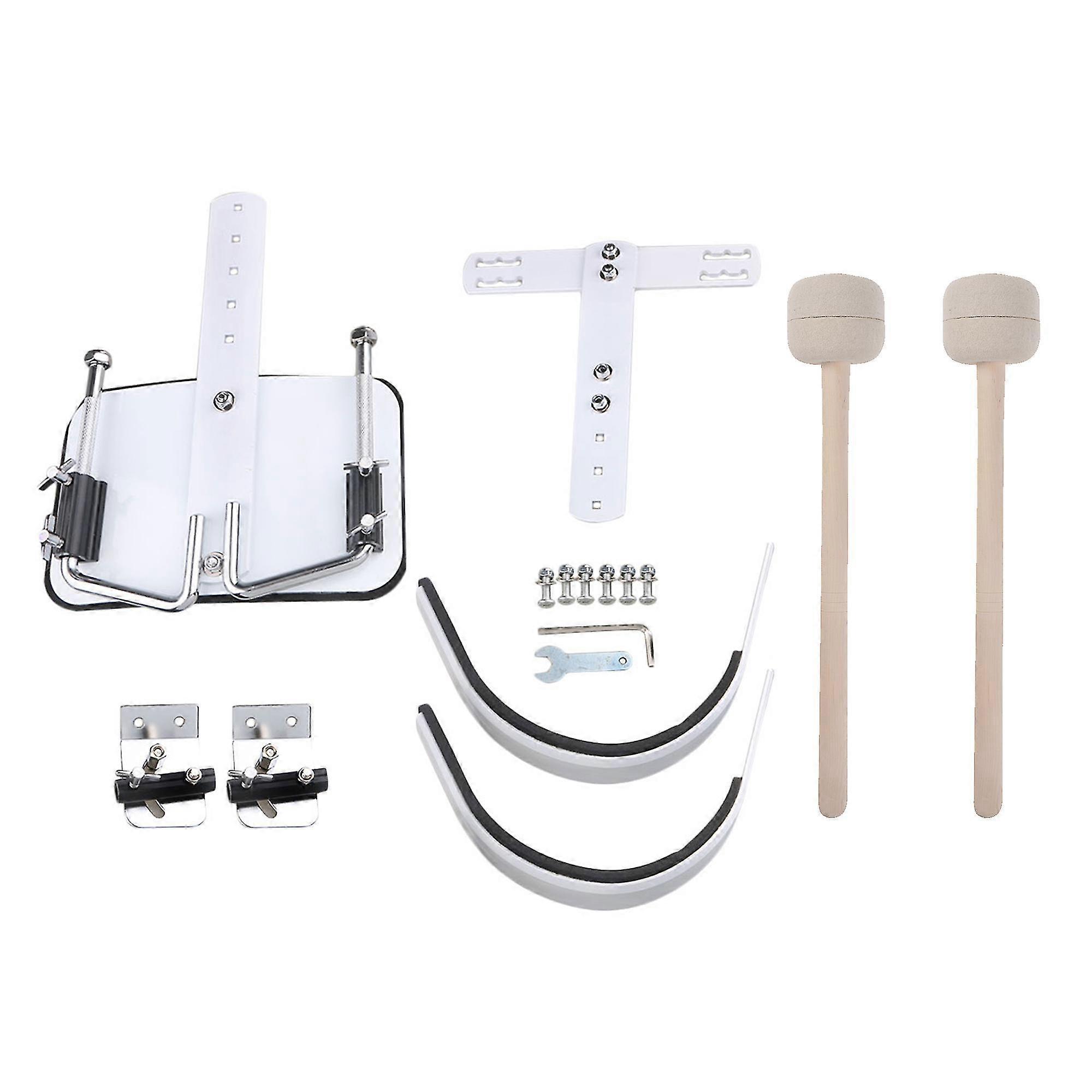 2025 3 Pcs White Snare Drum Back Stand Carrier with Felt Mallet 13.39 Inch