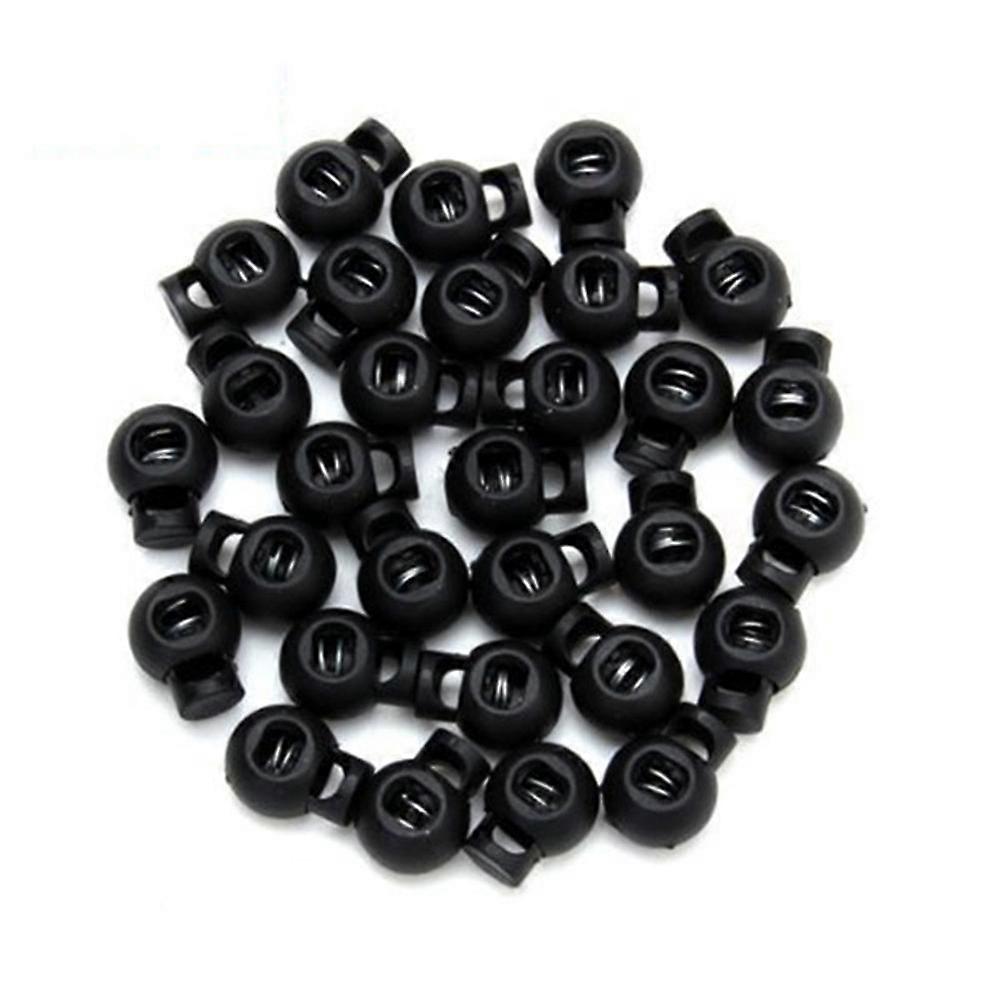 Round Single Hole Spring Fastener DIY Cord Lock Toggle Stopper 100Pcs Black