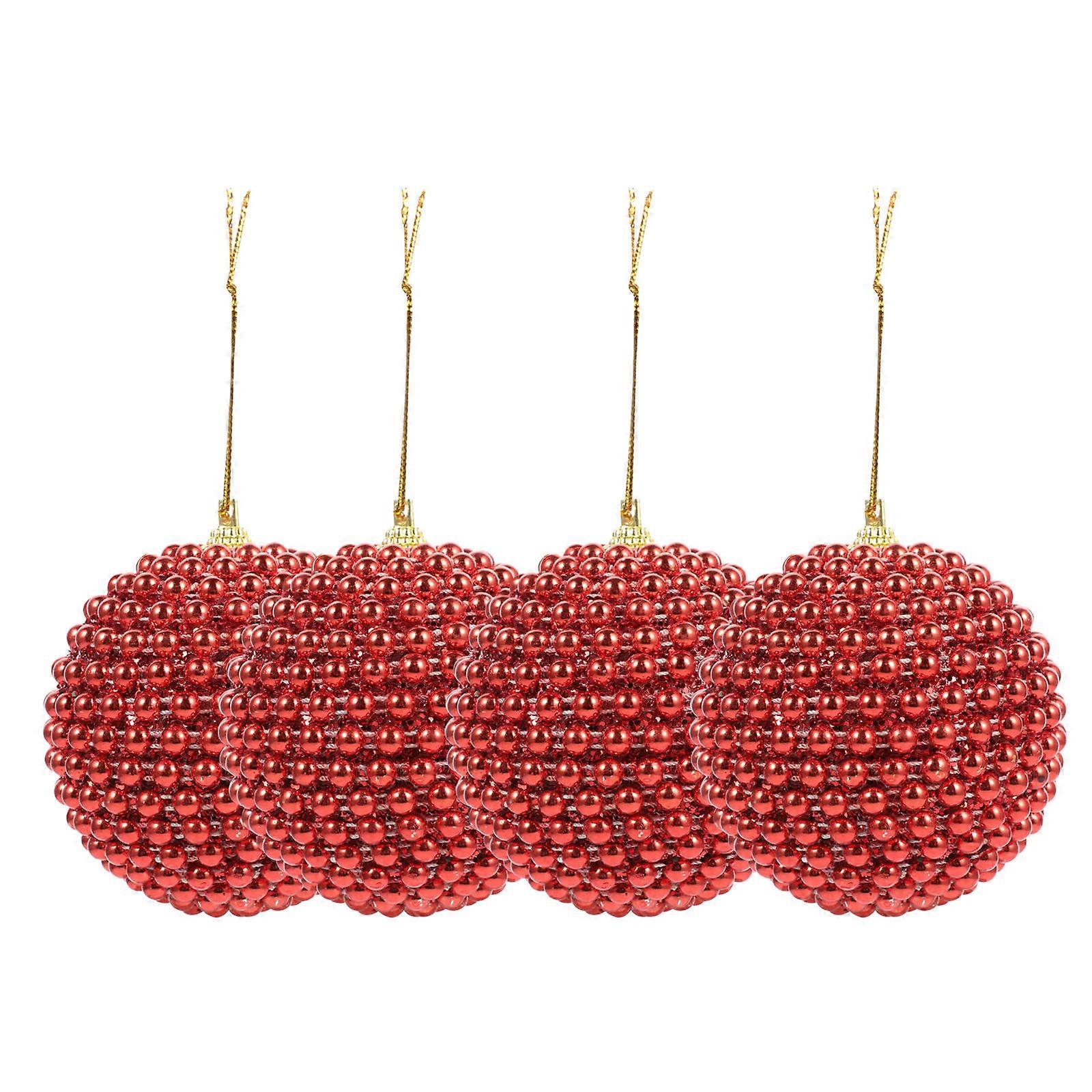 Christmas Balls Festive Hanging Pendants for Tree with 4Pcs Red Decorative Balls