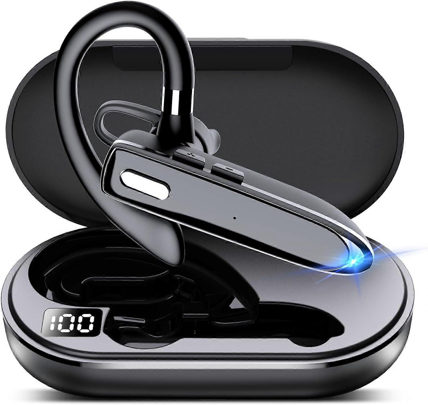 Bluetooth Single wireless Headset Handsfree Earpiece for phone, V5.3 in-Ear Headphone with Microphone,USB-C Charge, Waterproof Earphones for Driving/B