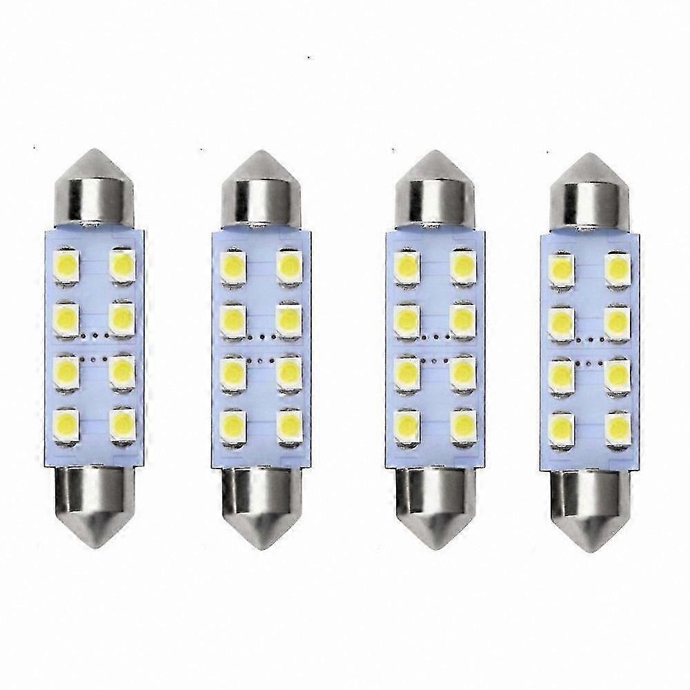 4/10Pcs LED Car Dome Bulb 2835 8SMD Double-Tip for Roof Reading Lamp 31mm-41mm Size Range