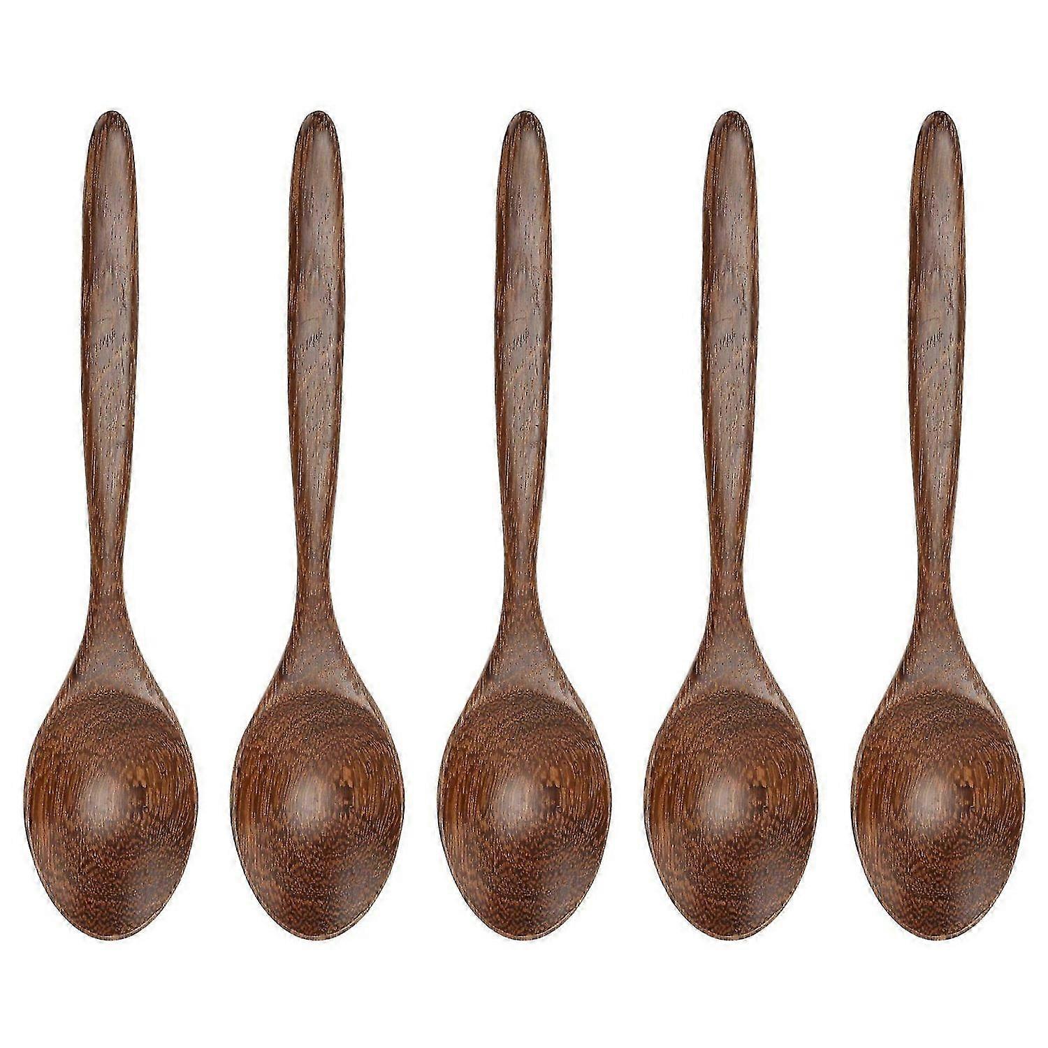 2025 Latest Model 5Pcs Wood Spoon Natural Smooth No Burr Sturdy Durable