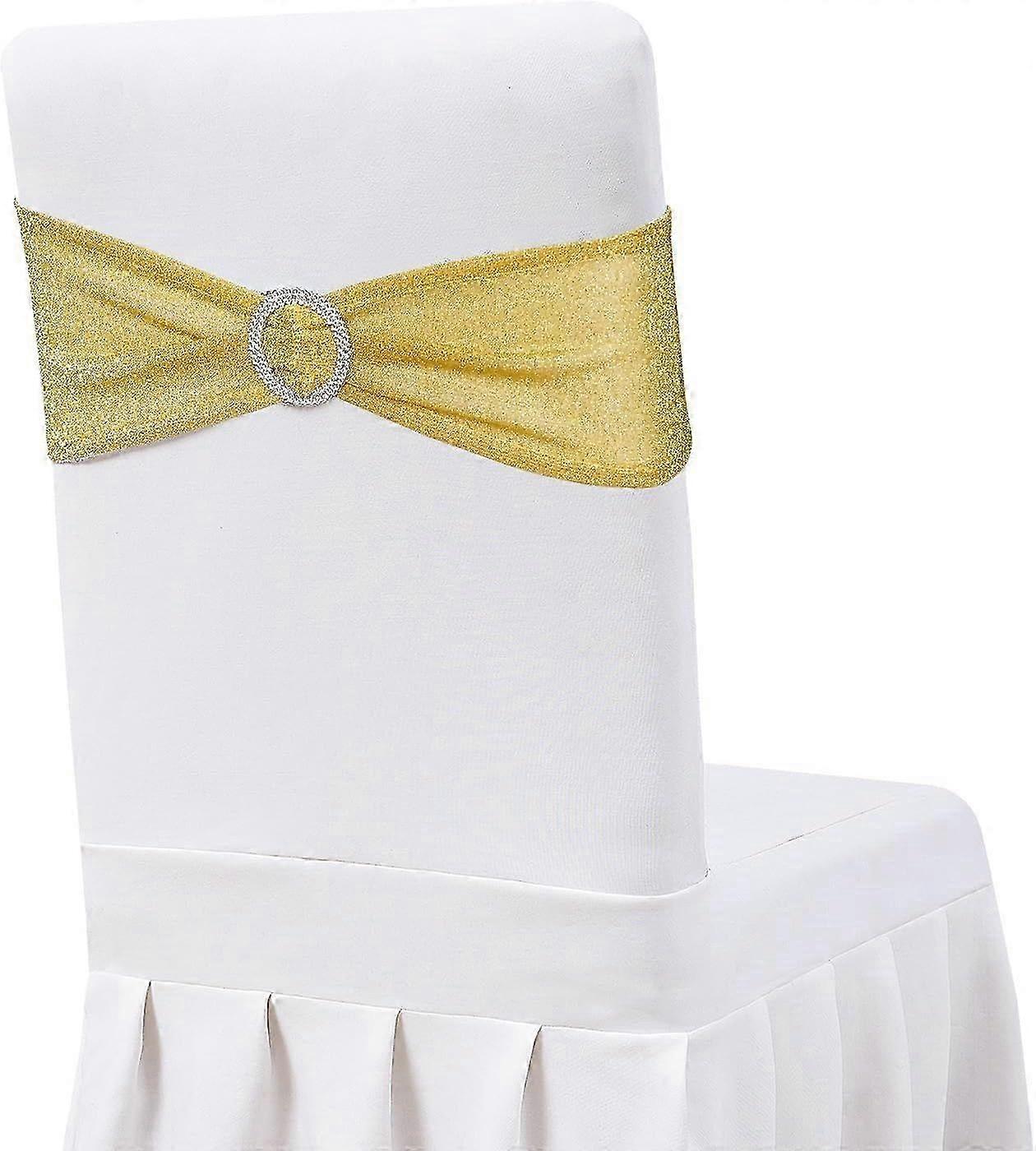 Gold Chair Sashes - Set of 10 Spandex Fabric, Formal/Celebratory Occasion