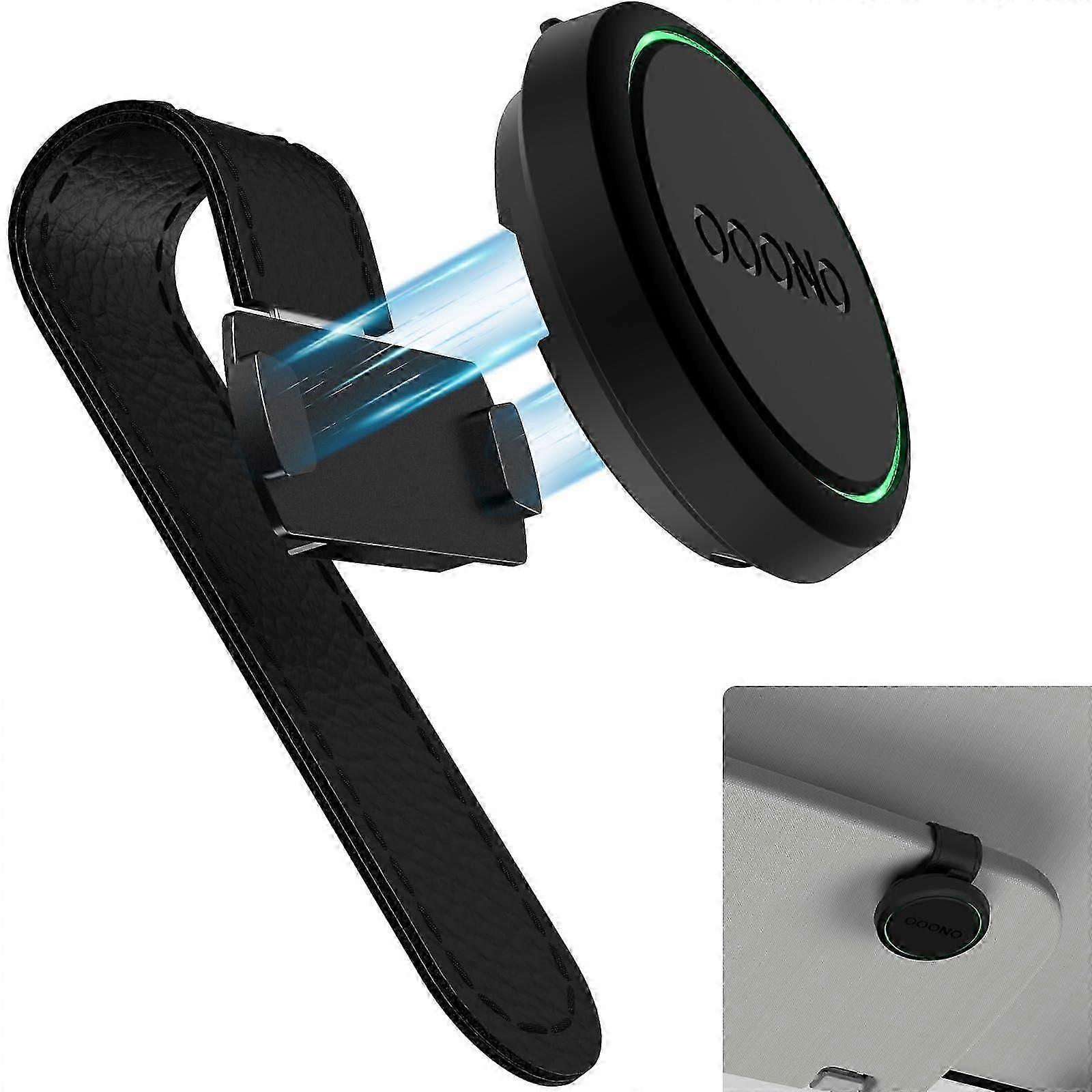 Magnetic Car Sun Visor Mount for OOONO CODriver NO2, Leather Sun Visor Mount with Builtin Magnets, Compatible with OOONO NO2 Speed Camera Alarm