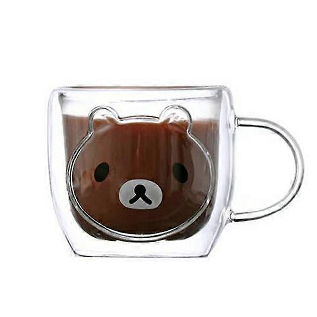 Transparent Double Layer Heat Resistant Glass Coffee Cup Innovative Bear Pattern Cups|Transparent