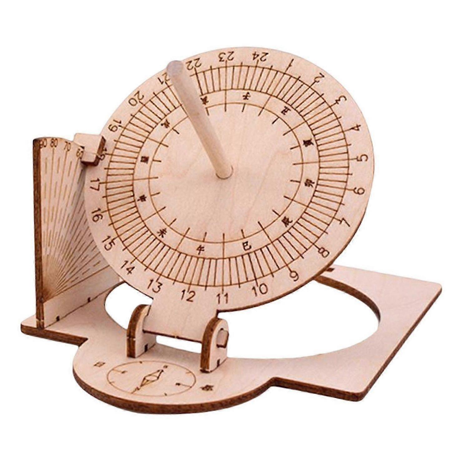 4pcs Equatorial Sundial Clock DIY Wooden Scientific Model Easily Install Premium -HK908