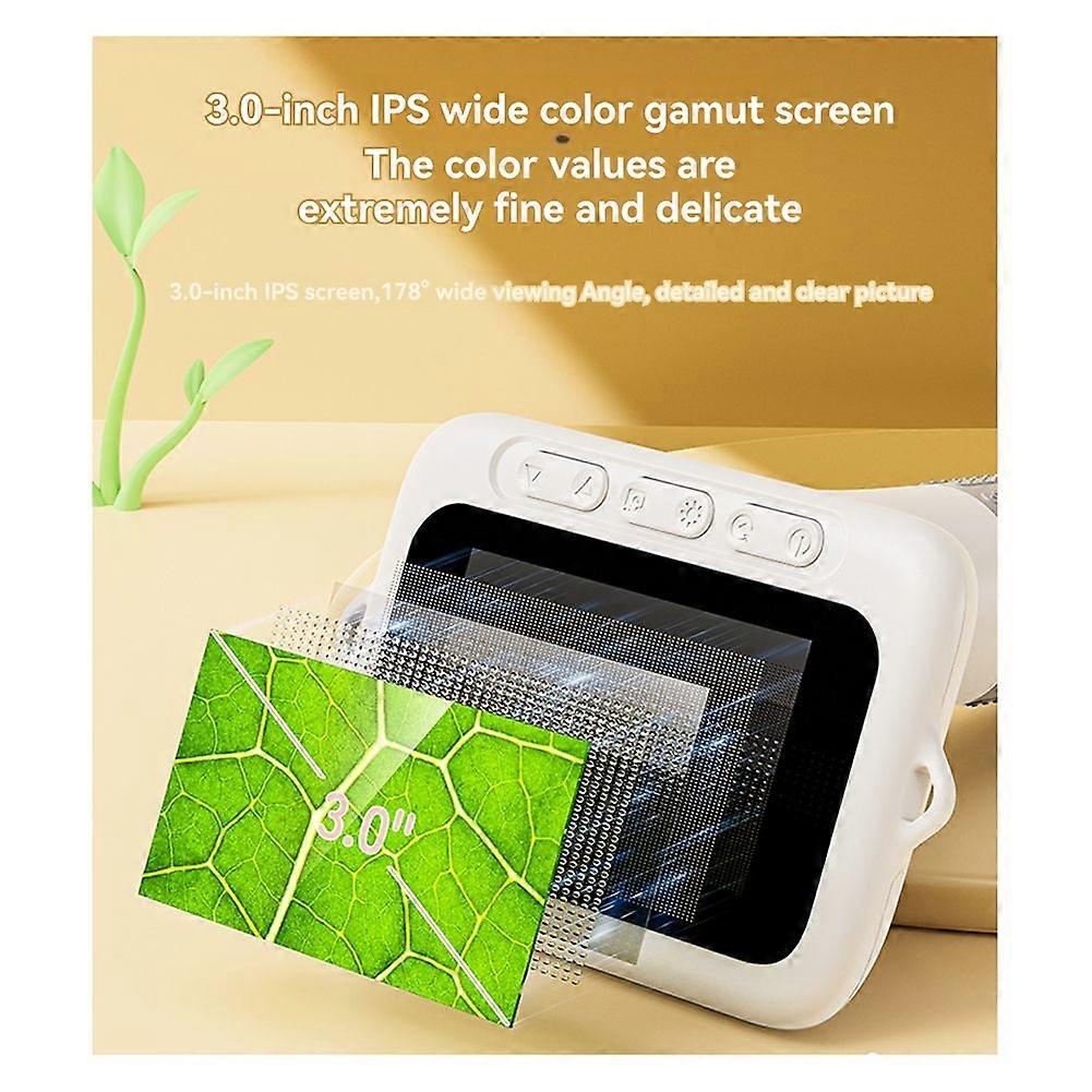 Kids Microscope 1080P 2MP 3 Inch HD IPS Screen 178° Wide Gamut 1000x Zoom1000mAh Battery for Exploration Learning White
