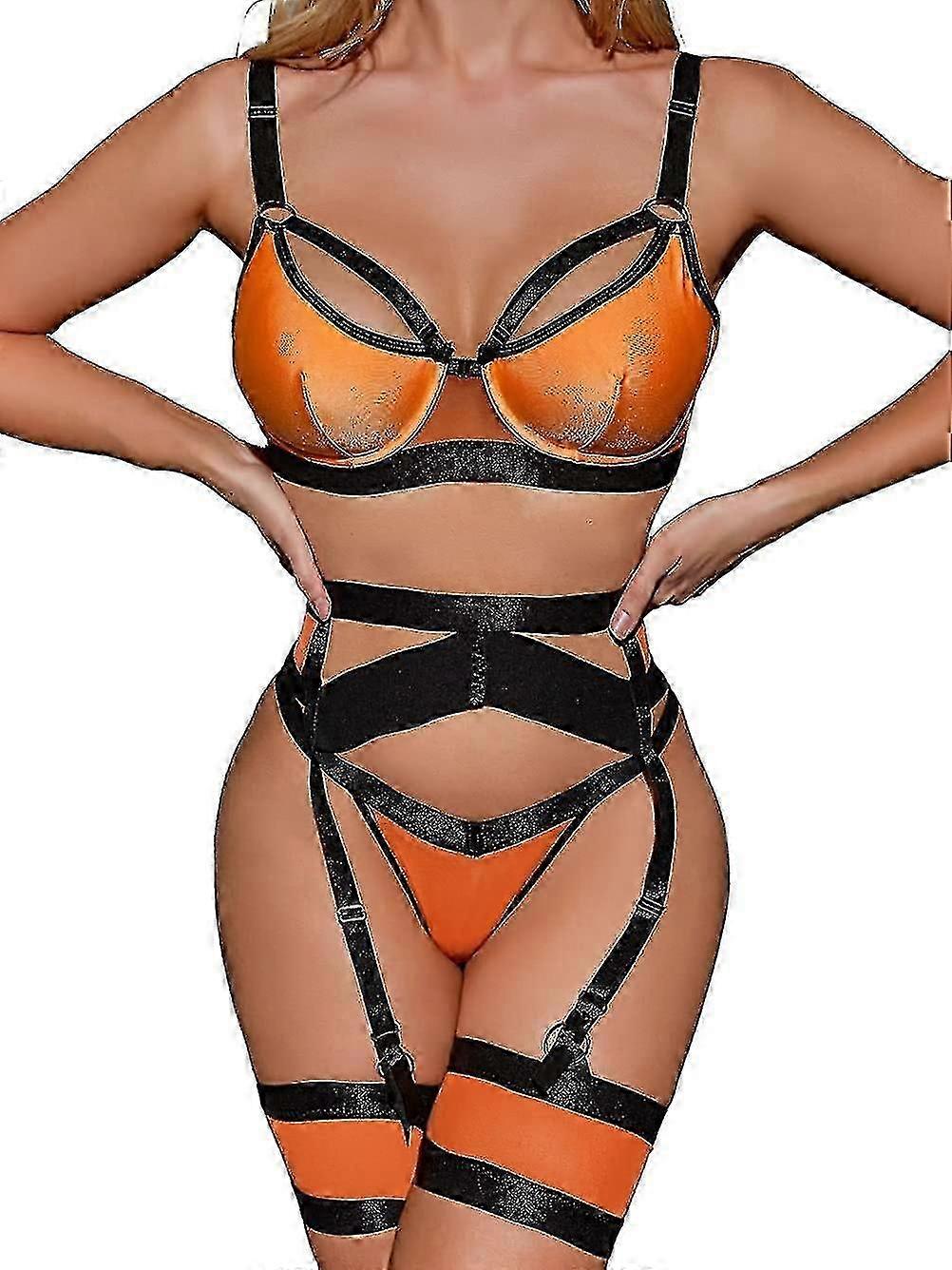 Harisnyakötő fehérnemű nőknek, szexi csipke fehérnemű, puszta 4 részes fehérnemű szett parti jelmez ajándék