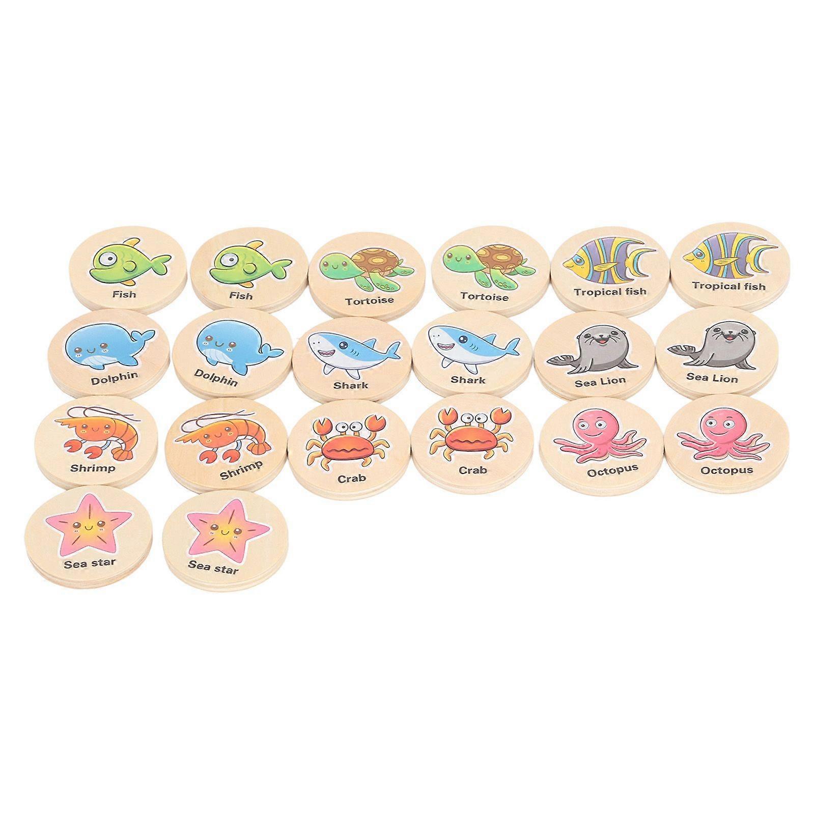 20pcs Wooden Match Memory Game Educational Early Learning Development Memory Toys for Kids Toddlers Type 2