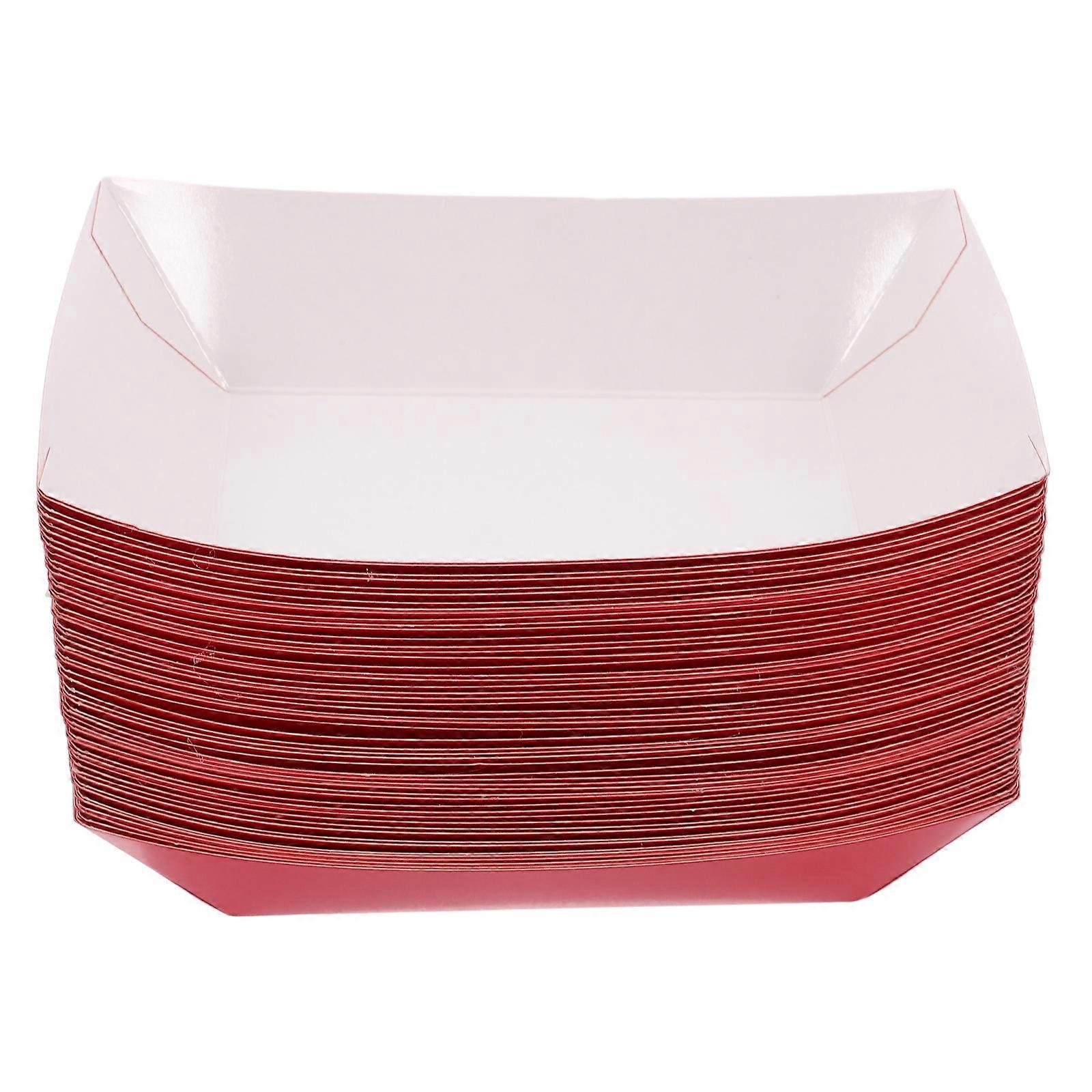 Small Food Boxes Paper Snack Trays for Food Service Red 50Pcs Party Use