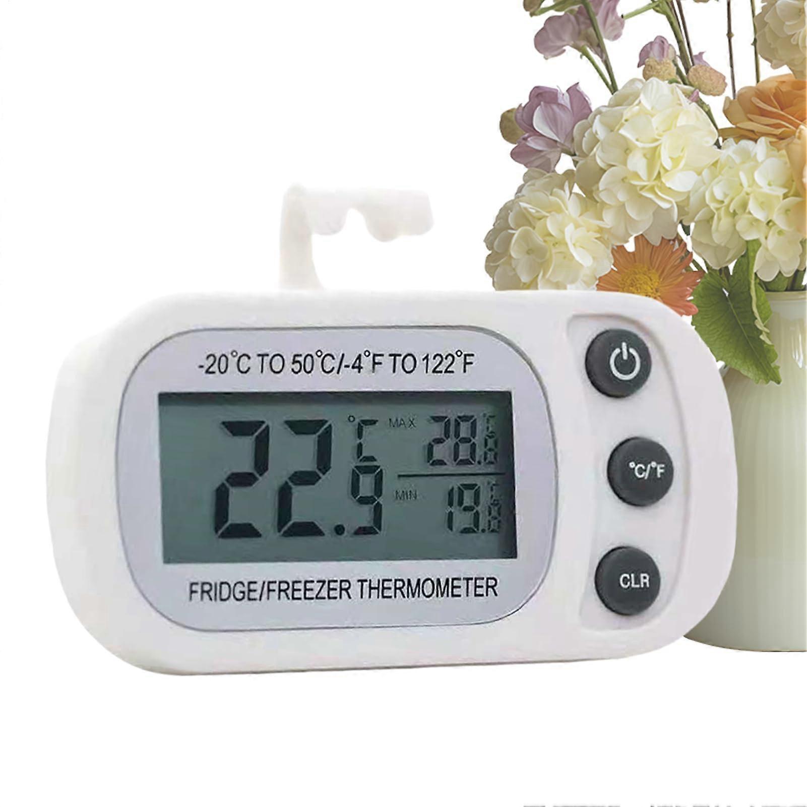 Fridge Temperature Gauge Waterproof Digital Freezer Thermometer Max Min Record LCD Display White Kitchen Home Restaurant