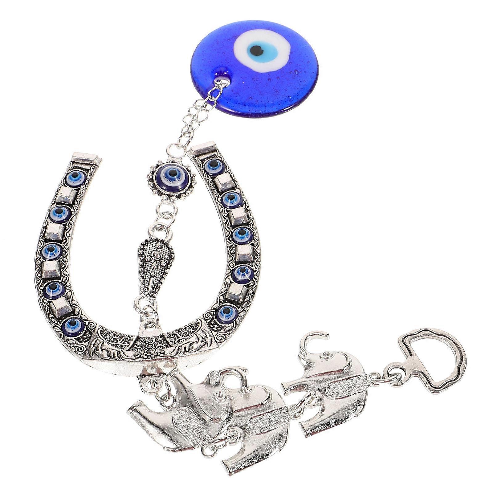 Evil Eye Pendant Elephant Decor for Hanging 4Pcs Blue Charm