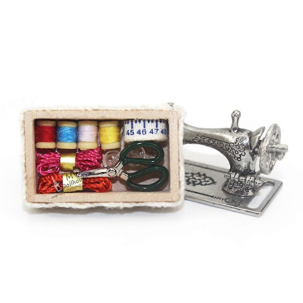 Mini Sewing Set Simulation for Decoration 1Pcs Silver Dollhouse Accessories