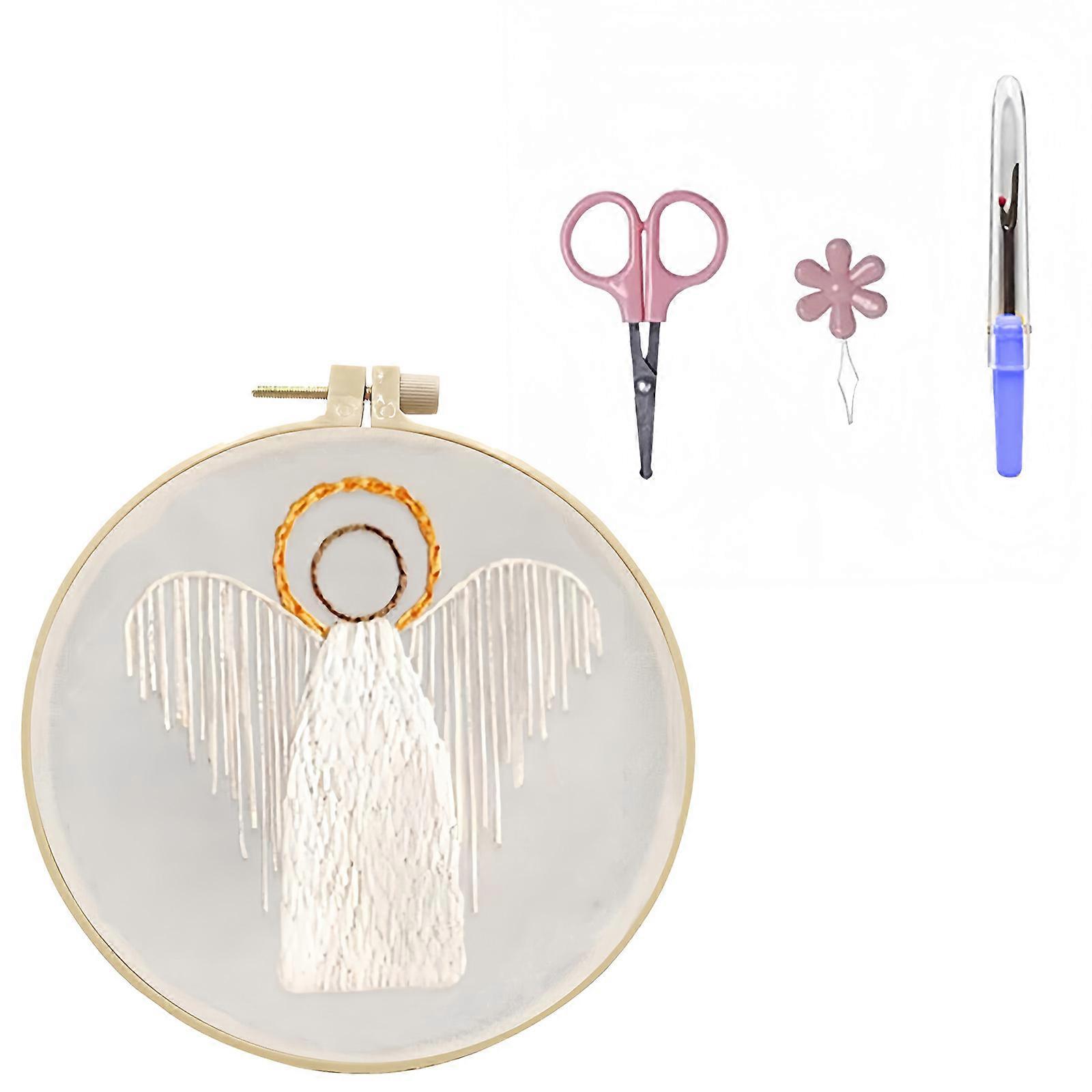Religious Embroidery Set for Beginner Include Instruction Stitching Hoop Embroidery Thread Needle Scissors and Threader Multicolor