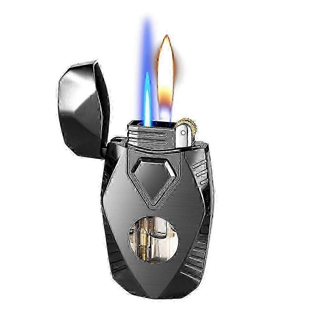Dual Soft/Jet Flame Windproof Torch Lighter, Glow-in-the-Dark Geometric Lighter for Men's Gift, Refillable Butane Lighters-2025-ss