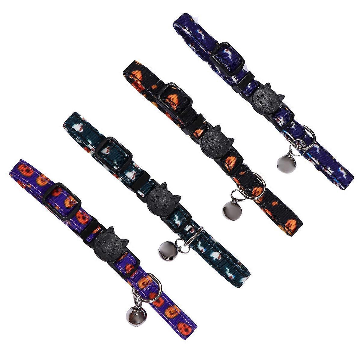 Pet Cat Collar for Decoration with Ghost Pattern 4Pcs Set