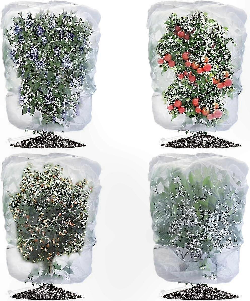 4-Pack Protective Garden Netting with Drawstring for Pest and Bird Management Solutions