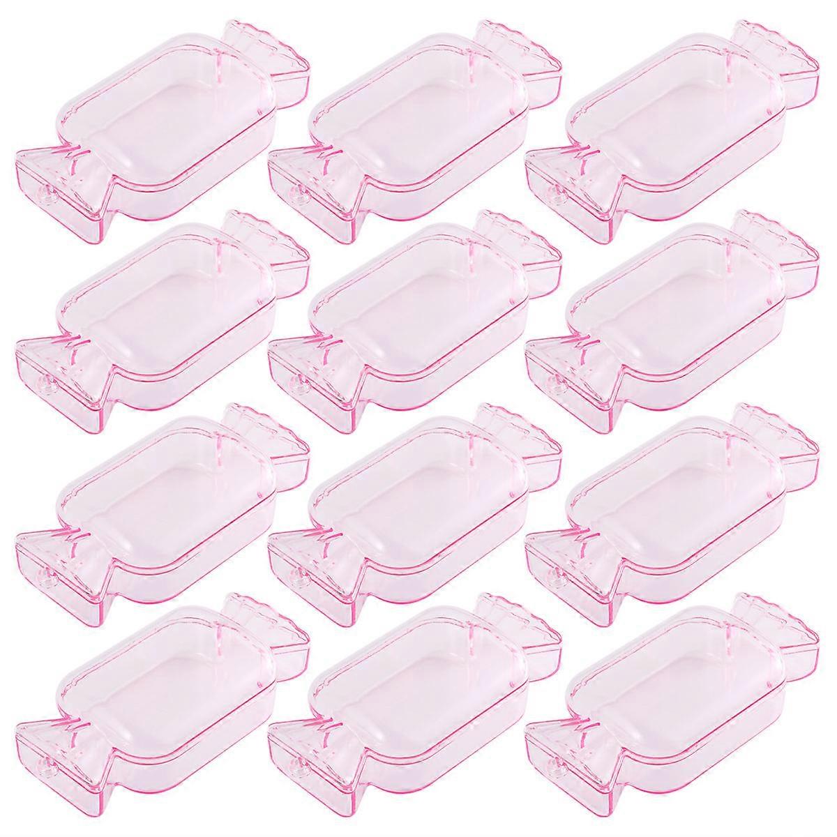 Candy Holder Pink Candy Box for Storage 12Pcs Transparent Plastic Container
