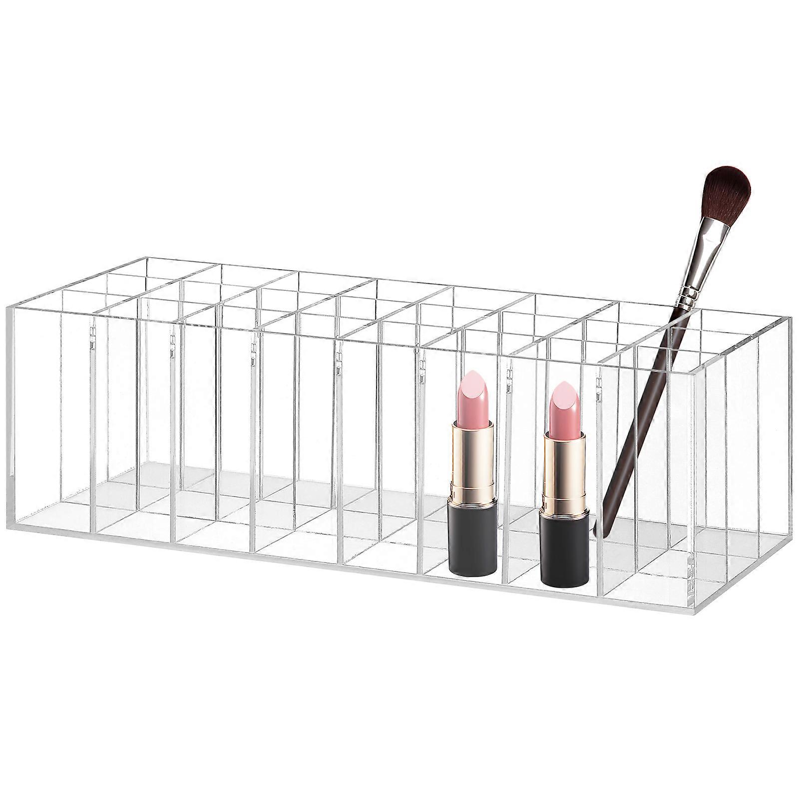 Transparent Rectangular Lipstick Holder For Displaying Makeup Tools And Lipsticks Suitable For Home Or Office 6Pcs