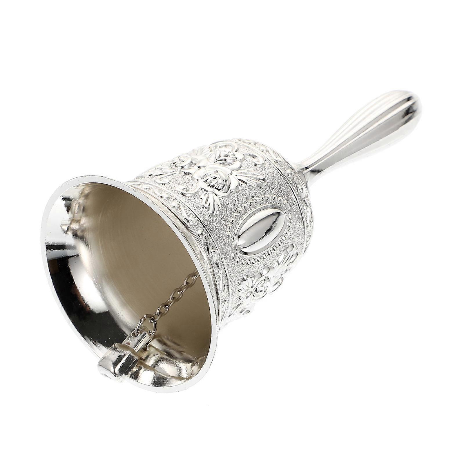 Hand Call Bell Zinc Alloy Dinner Table Bell Reminder Silver 2.2×2.2×4.5in Wake Up Training Pets 1Pack