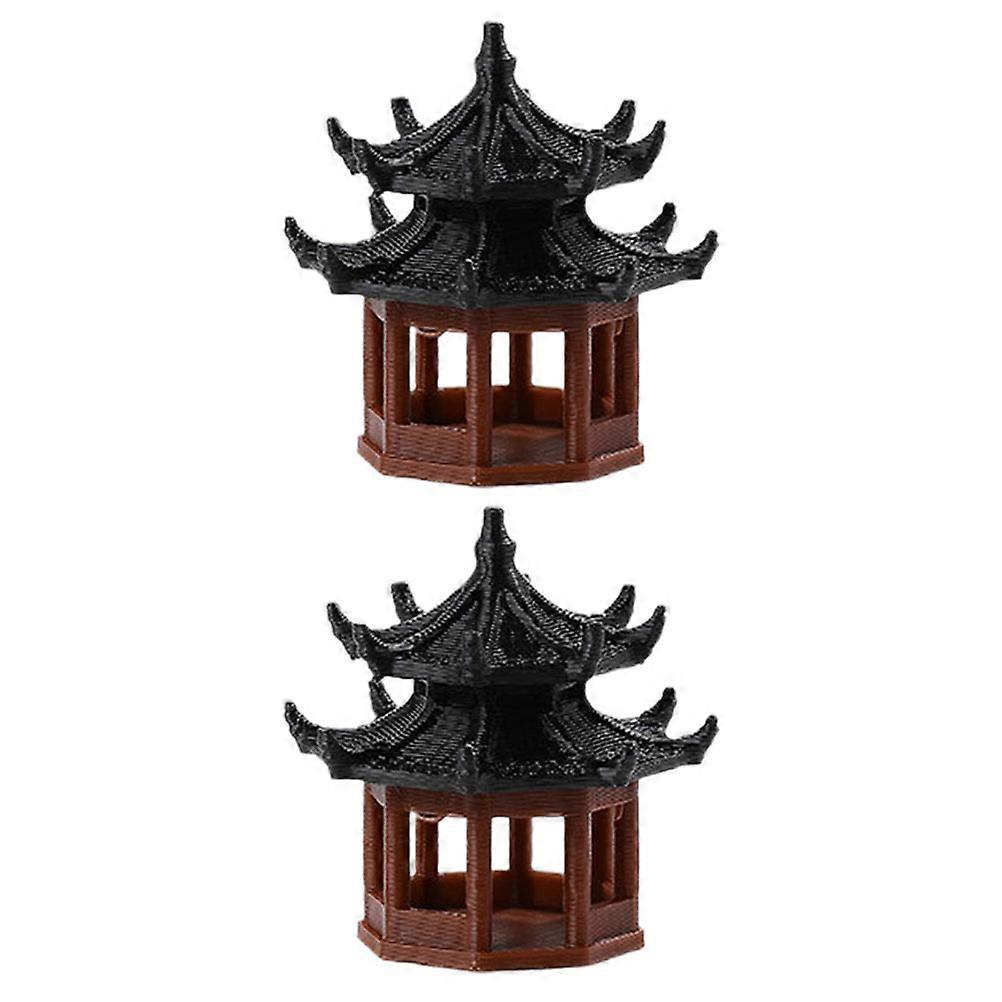 Miniature Pavilion Statue Plastic for Bonsai Decoration 10Pcs